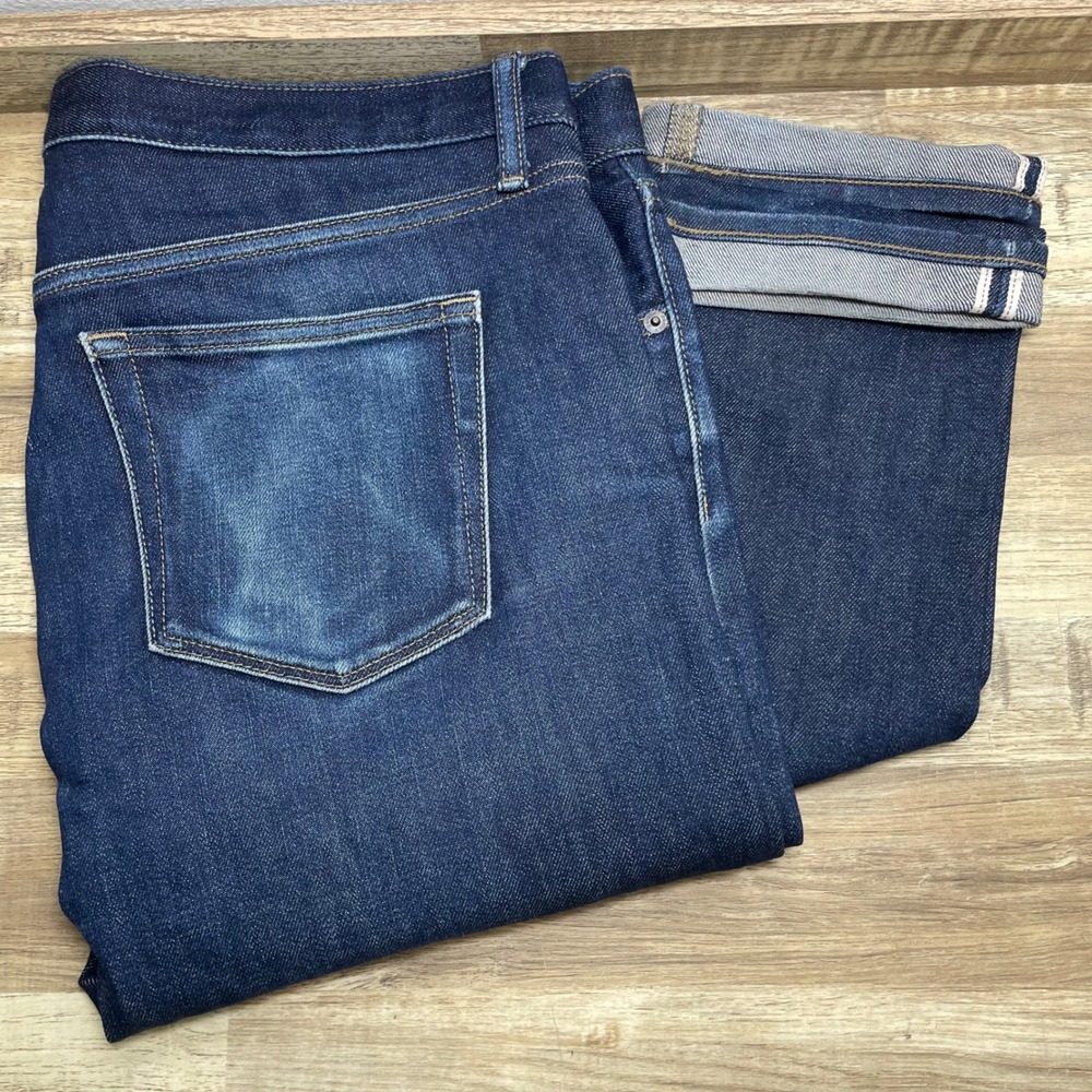 Uniqlo Kaihara Japanese Selvedge Slim Straight Jeans Dark Wash Blue Men's 38x33